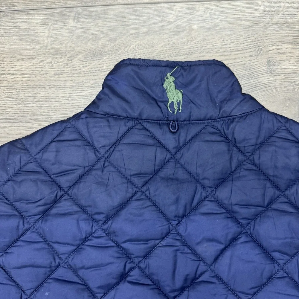 Polo Ralph Lauren Navy Blue Golf Puffer Vest Quilted Sz L FAIR‎